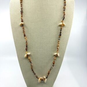 Boho‎ Shell Bead Strand Necklace Earthy Natural Coastal Jewelry Festival Gift